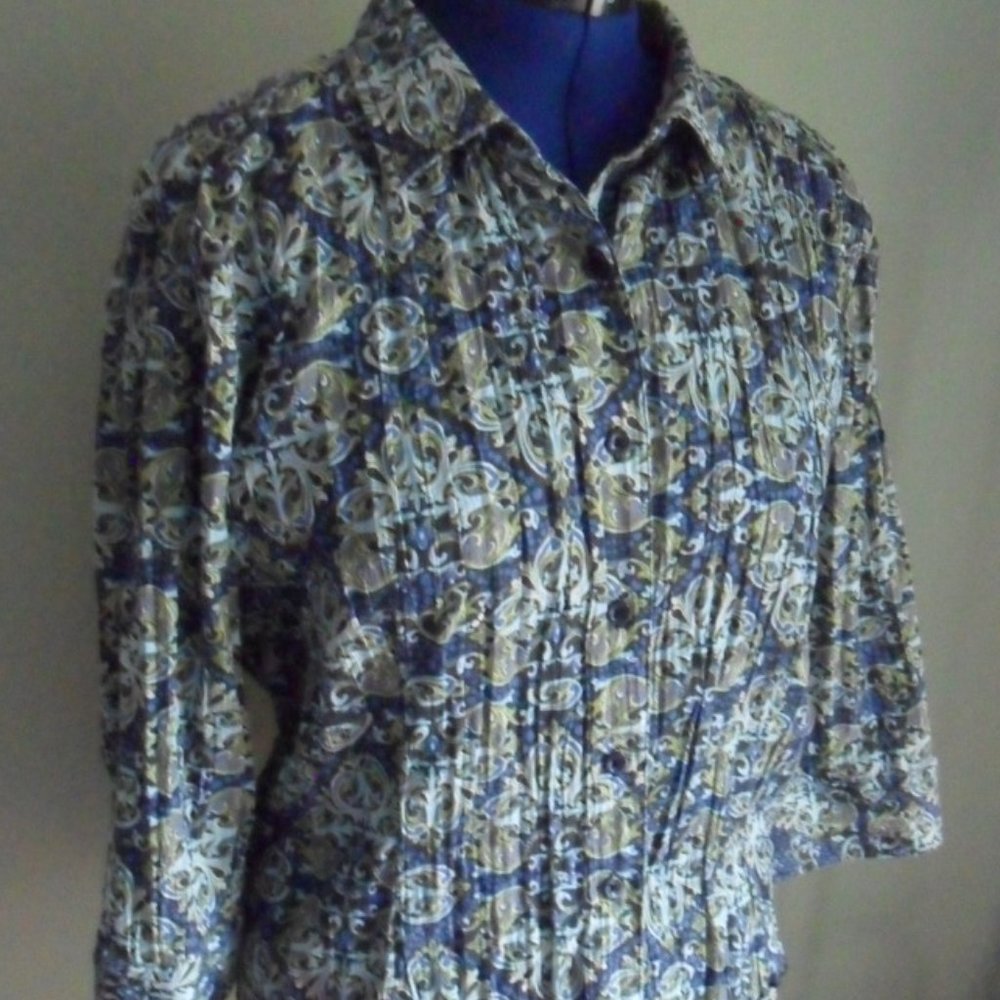 Paisley Crinkle Gauze-y Blouse 3/4 sleeve - CJ X